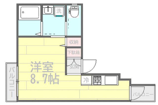上平間レジデンス(ワンルーム/2階)の間取り写真