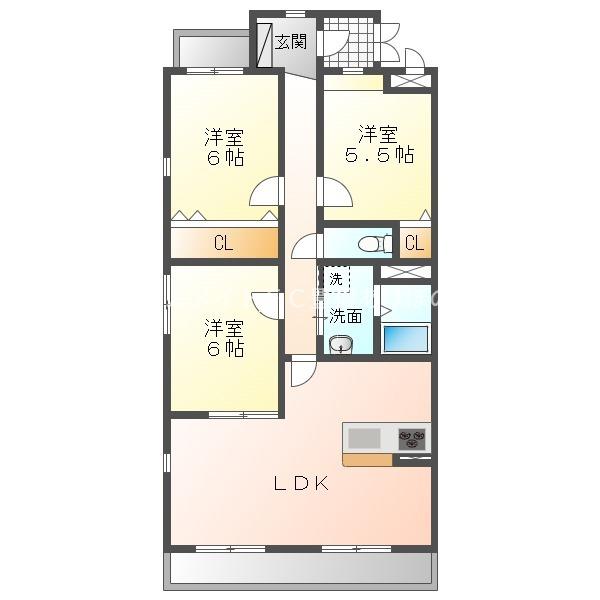 クオリティタウン上野参番館(3LDK/3階)の間取り写真