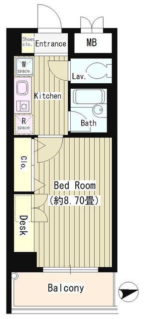 協和高輪マンション(1K/8階)の間取り写真