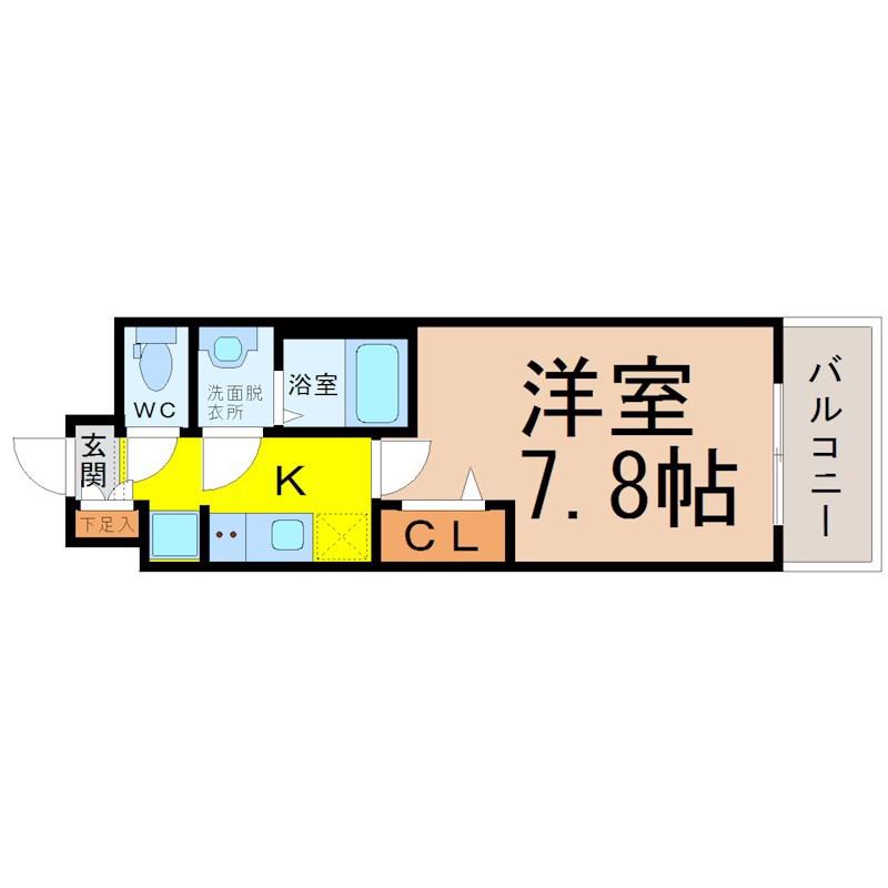 プレサンス上前津プレス(1K/4階)の間取り写真