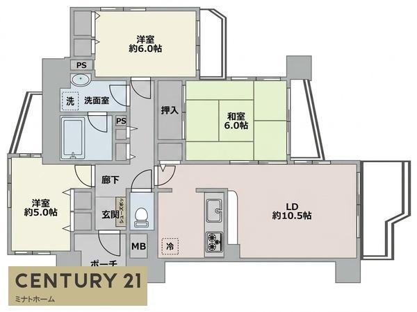 ナイスエスアリーナ弘明寺(3LDK/1階)の間取り写真