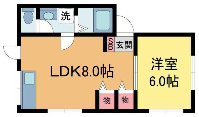 マンションシナーラ(1DK/3階)の間取り写真
