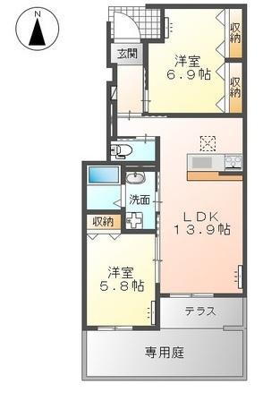 ベル ハピネス(2LDK/1階)の間取り写真