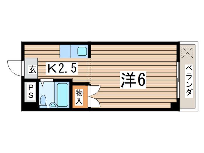 マツモトマンション南林間(1K/2階)の間取り写真