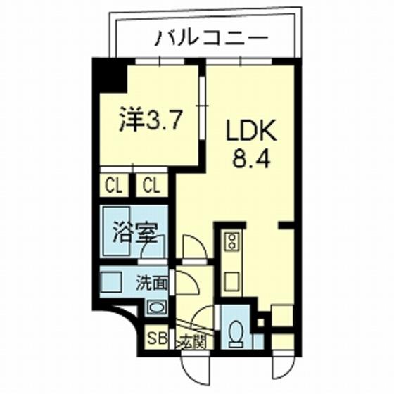 ライズ呉服(1LDK/6階)の間取り写真