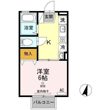 セジュール小松原B(1K/2階)の間取り写真
