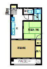諏訪マンションB棟(2K/1階)の間取り写真