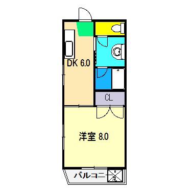 町田ハイツ(1DK/2階)の間取り写真