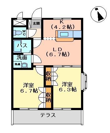 グランチェスタ A(2LDK/1階)の間取り写真