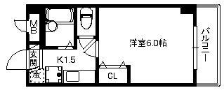 ガーデンパレス西新(1K/2階)の間取り写真