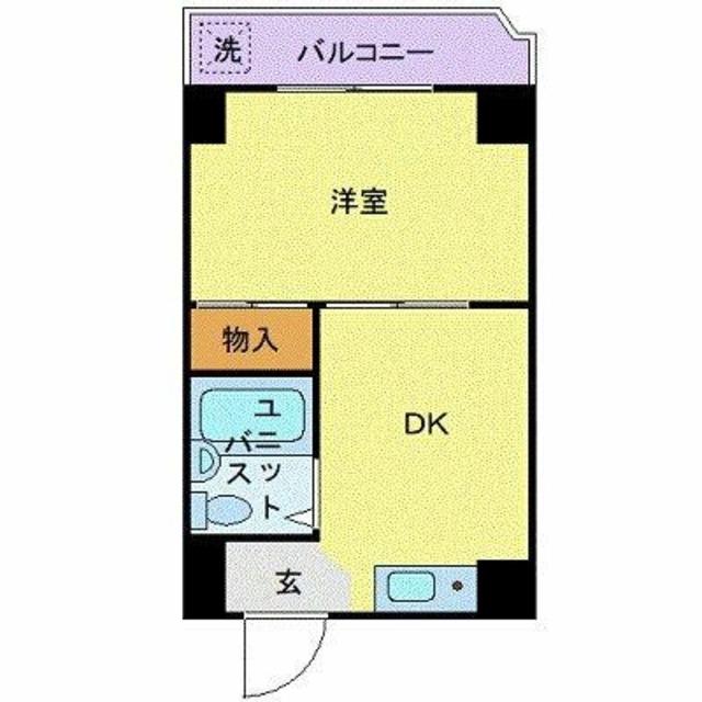 ビューライド川崎(1DK/6階)の間取り写真