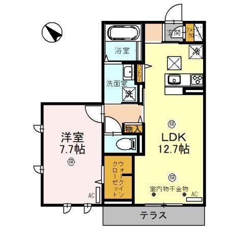 サクラソラ B(1LDK/1階)の間取り写真