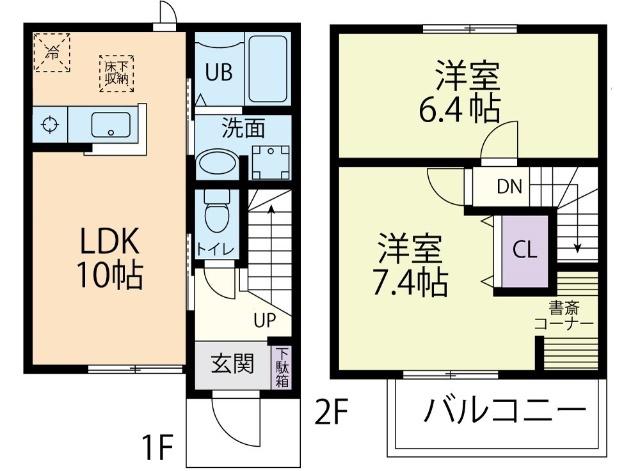 ROCK PALACE A(2LDK/1階)の間取り写真