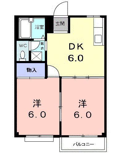 シティハイツサトー(2DK/2階)の間取り写真