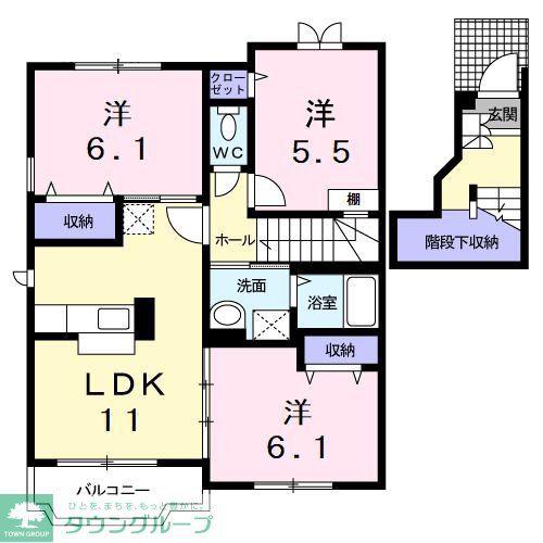 フォンテ-ヌA棟(3LDK/2階)の間取り写真