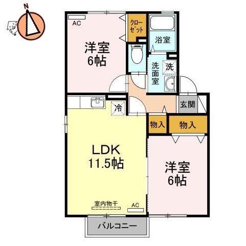 グラン・カネイ(2LDK/2階)の間取り写真