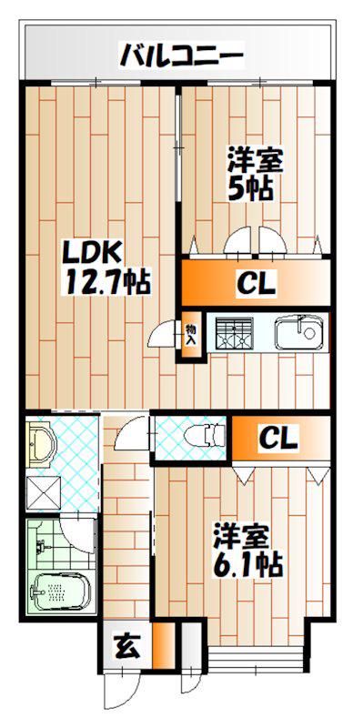 リード大手町(2LDK/13階)の間取り写真