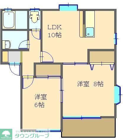 鈴の木ニュータウン(2LDK/2階)の間取り写真