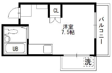 TKハイム(ワンルーム/1階)の間取り写真