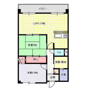 ベルデュール四条畷(2LDK/3階)の間取り写真
