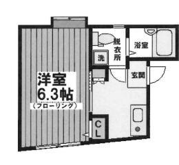 ロイヤルハワイアン(ワンルーム/1階)の間取り写真