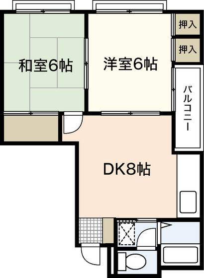 パルコパールI(2DK/3階)の間取り写真