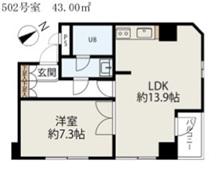 骨董通ビル(1LDK/4階)の間取り写真