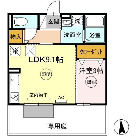 D-ROOM KASUMIII(1LDK/3階)の間取り写真