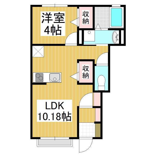 コンフォーティア信濃大町III(1LDK/1階)の間取り写真