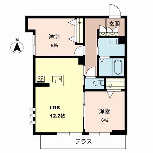 シャーメゾン南田辺(2LDK/1階)の間取り写真