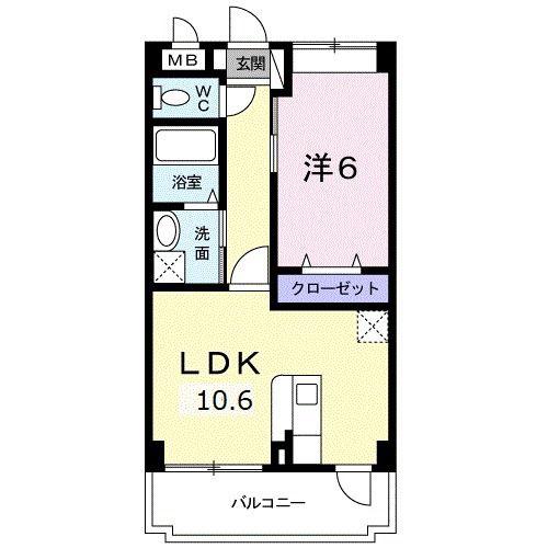 ヒルズ・浩(1LDK/3階)の間取り写真