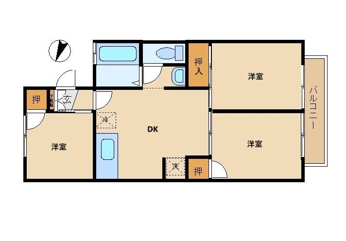 セジュール村山(3DK/2階)の間取り写真
