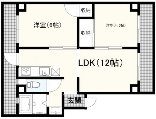 ネクサス和歌浦1(2LDK/4階)の間取り写真