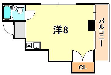 NOBSUN海岸通(ワンルーム/3階)の間取り写真