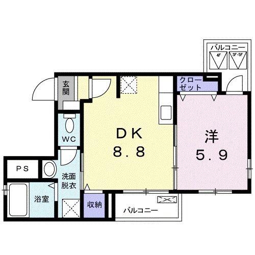 サンヒューレ目黒(1DK/3階)の間取り写真