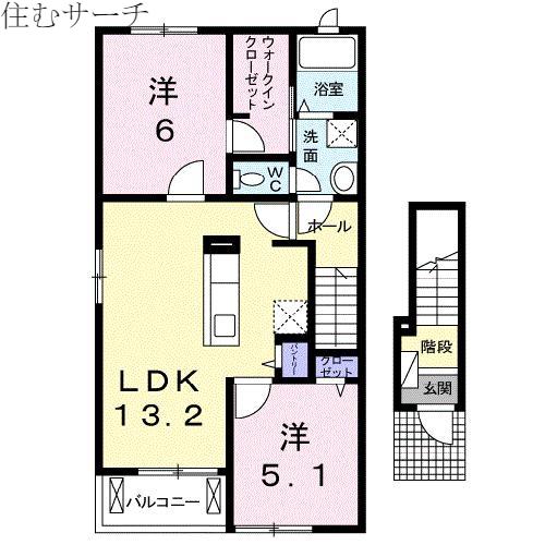 ヌーベルB(2LDK/2階)の間取り写真