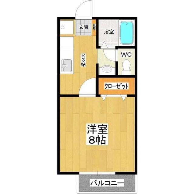 オークビレッジA棟(1K/2階)の間取り写真