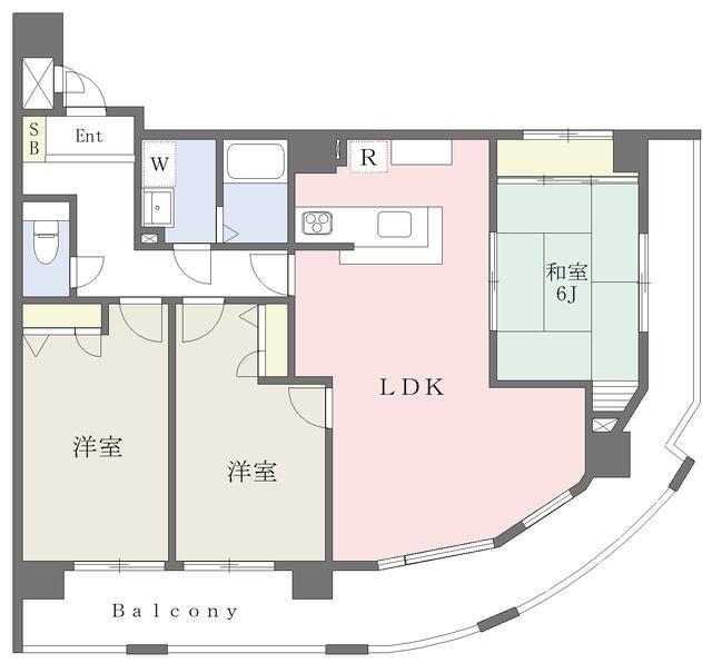 ベルカーサ守恒(3LDK/3階)の間取り写真