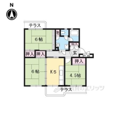 びわ湖美空第二団地7号棟(3DK/2階)の間取り写真