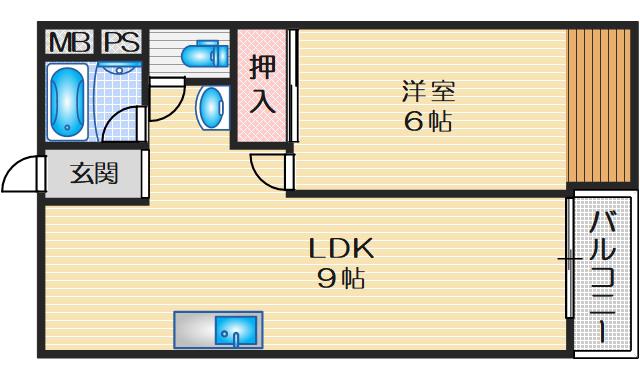 南千里第2コーポラスB棟(1LDK/5階)の間取り写真