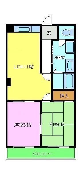 リバーサイドマンション(2LDK/2階)の間取り写真