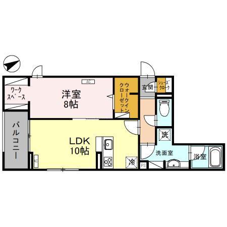 D-CACTUS(1LDK/2階)の間取り写真