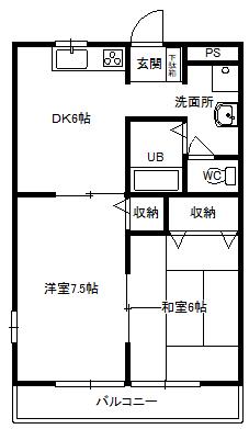 リブメゾン根岸II(2DK/2階)の間取り写真