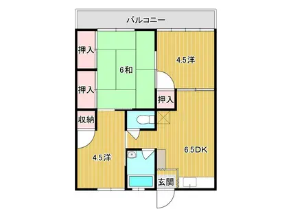 コンフレール田園(3DK/2階)の間取り写真