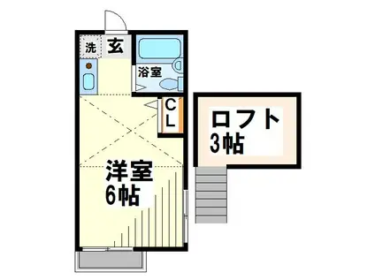 グランディオ府中(1K/2階)の間取り写真