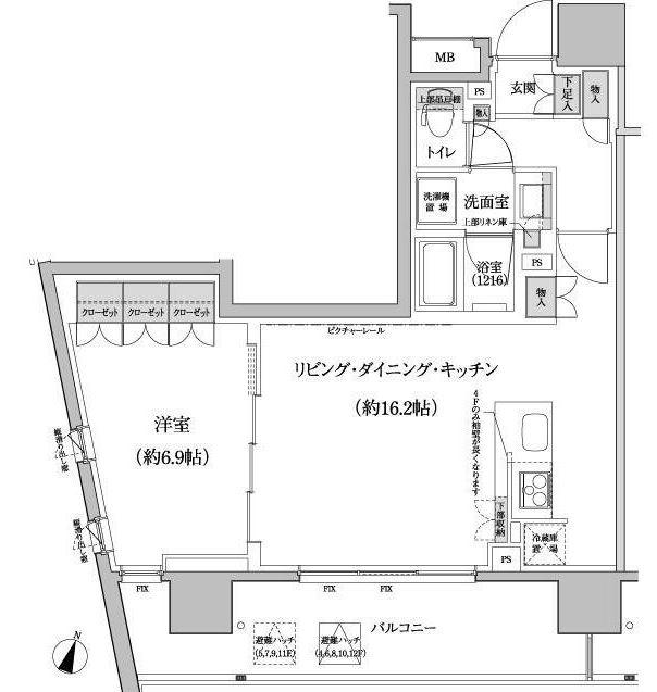パークハビオ渋谷本町レジデンス(1LDK/9階)の間取り写真