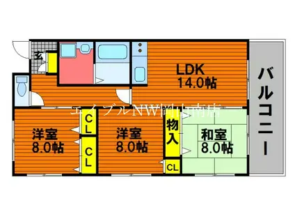 ルネス今村公園(3LDK/2階)の間取り写真