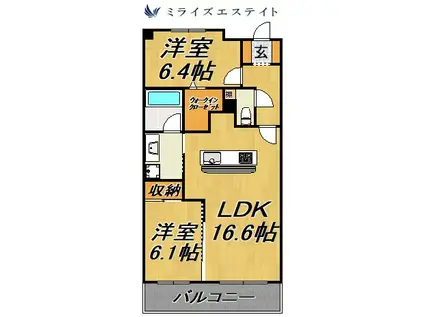 ロイヤルパークス千種(2LDK/10階)の間取り写真