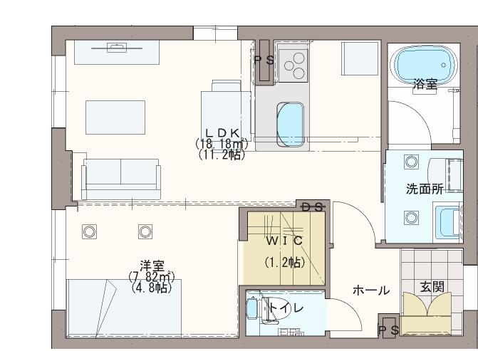 AGSOL(1LDK/1階)の間取り写真