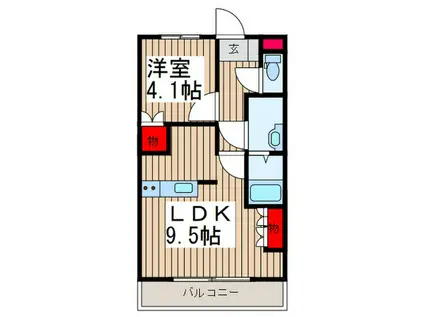 サザンクロスA(1LDK/1階)の間取り写真